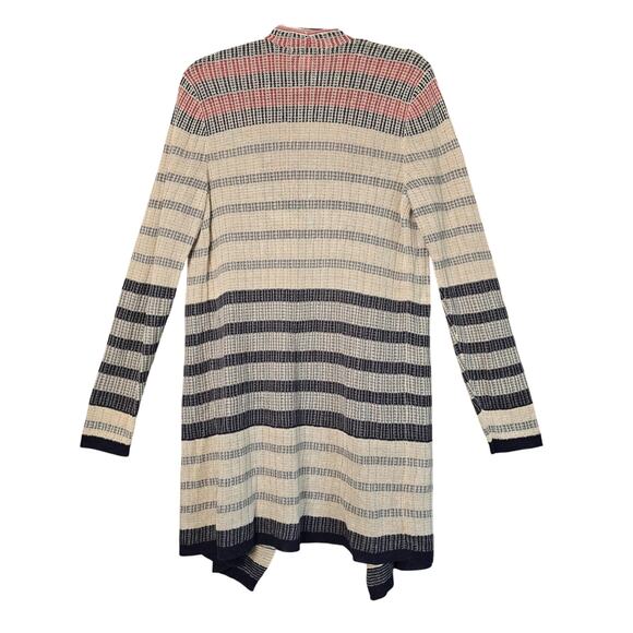 Coldwater Creek Linen Knit Cardigan Womens Small Striped Open Sweater Coastal - Picture 2 of 9